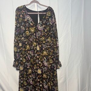Torrid Black Floral Long Sleeve Dress Size 2